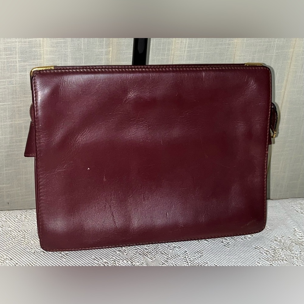 Vintage Cartier Leather Bordeaux Burgundy Clutch Wristlet - Picture 7 of 14